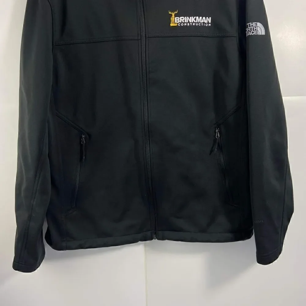The North Face men's large windwall Soft-shell  Jacket Black Full Zip logo EUC